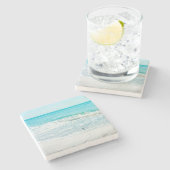 Tropical Florida Beach Sand Ocean Waves Sandpiper Steinuntersetzer (Seitenansicht)