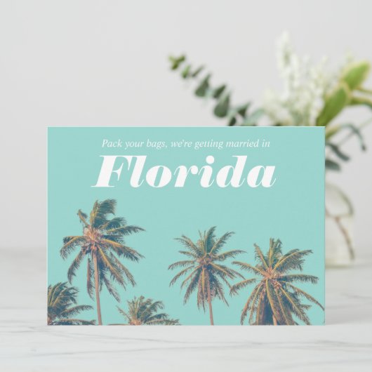 Tropical Florida Beach Wedding Foto Save the Date (Stehend Vorderseite)