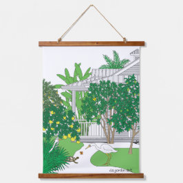 Tropical Florida House Wandteppich Mit Holzrahmen