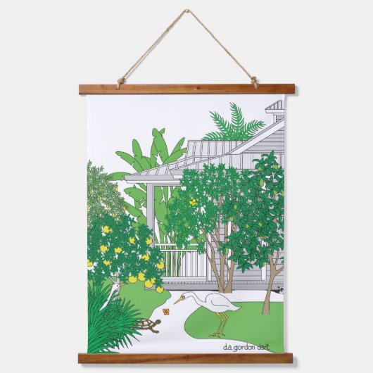 Tropical Florida House Wandteppich Mit Holzrahmen (Vorderseite)