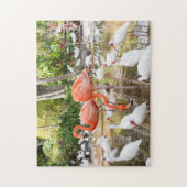 Tropical Florida Pink Flamingos Landschaftlich Puzzle (Vertikal)