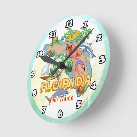 Tropical Florida Runde Wanduhr (Winkel)