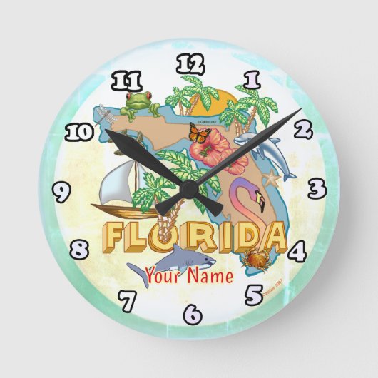 Tropical Florida Runde Wanduhr (Vorderseite)