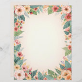 Tropical Flower Border Stationery Paper Briefbogen (Vorne/Hinten)