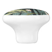 Tropical Flower Chinoiserie Asian Dusty Teal Print Keramikknauf (Seitenansicht)