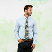 Tropical Flower Chinoiserie Asian Dusty Teal Print Krawatte