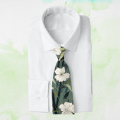 Tropical Flower Chinoiserie Asian Dusty Teal Print Krawatte