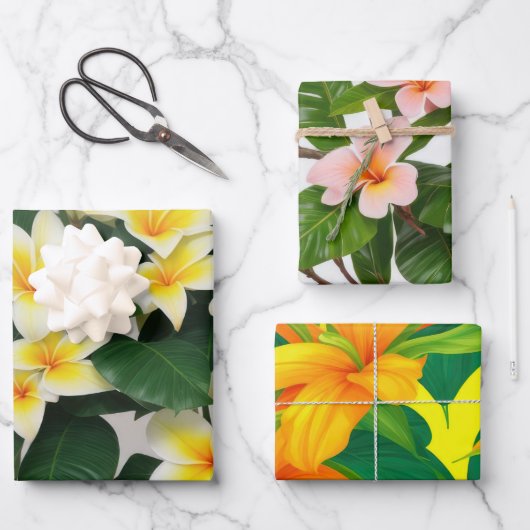 Tropical Flower Geschenkpapier Set (Vorderseite)