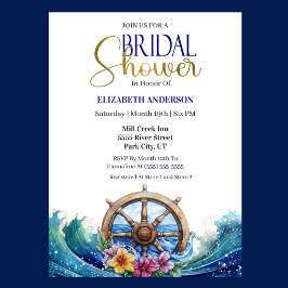 Tropical Flower Sailing Wheel Bridal Shower Einladung