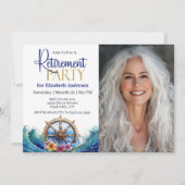 Tropical Flower Sailing Wheel Retirement Party Einladung (Vorderseite)