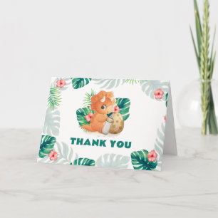 Tropical Flower Schlüpfende Dinosaurier Jungen Bab Dankeskarte