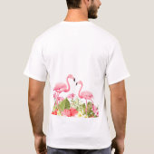 Tropical Flowers And Flamingos T-Shirt (Rückseite)