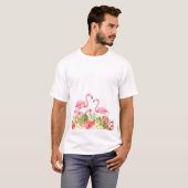 Tropical Flowers And Flamingos T-Shirt (Vorne ganz)