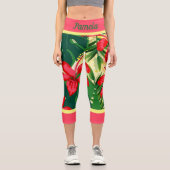 Tropical flowers and leaves capri leggings (Vorderseite)