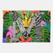 Tropical Flowers Monogram M Kitchen Towel Geschirrtuch (Horizontal)
