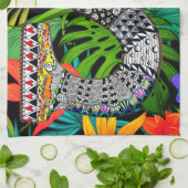 Tropical Flowers Monogram S Kitchen Towel Geschirrtuch (Gefaltet)