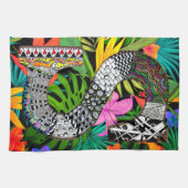 Tropical Flowers Monogram S Kitchen Towel Geschirrtuch (Horizontal)