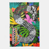 Tropical Flowers Monogram S Kitchen Towel Geschirrtuch (Vertikal)
