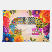 Tropical Flowers Monogramm C Küchentuch (Horizontal)