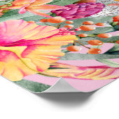 Tropical Flowers Pink Neon Glow Sweet 16 Welcome Poster (Ecke)