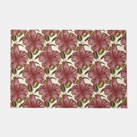 Tropical flowers seamless pattern | red flowers fußmatte (Vorderseite)
