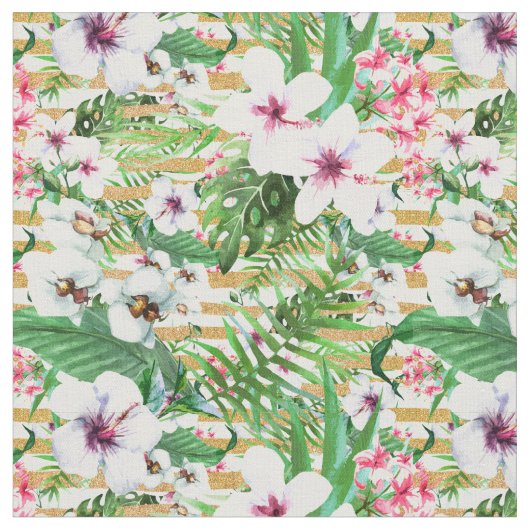 Tropical Flowers Stoff (Nahaufnahme)