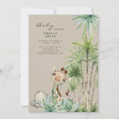Tropical Foliage Baby Animals Baby Dusche Einladung (Vorderseite)