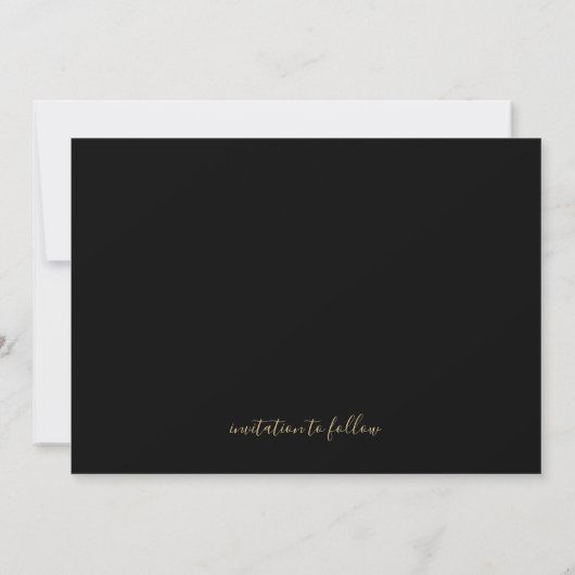 Tropical Foliage Black & Gold Elegant Geometric Save The Date (Rückseite)