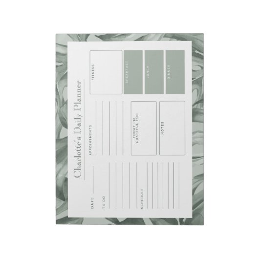 Tropical Foliage Custom Daily Desk Planner Notizblock (Rotiert)