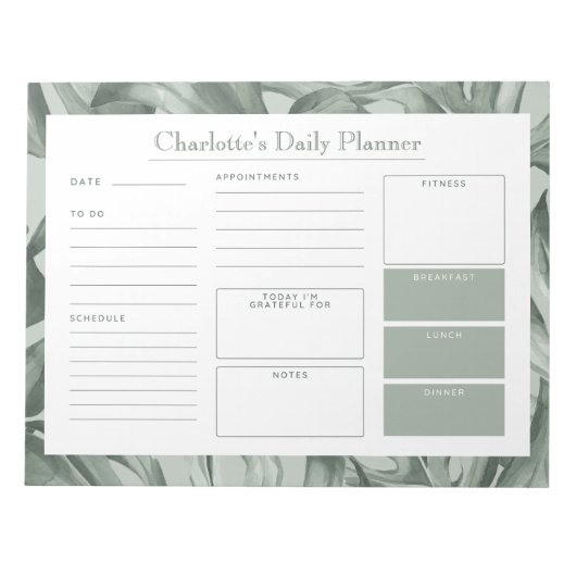 Tropical Foliage Custom Daily Desk Planner Notizblock (Vorderseite)