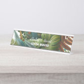Tropical Foliage Desk Name Plakat Schreibtischnamensplakette (Vorderseite )