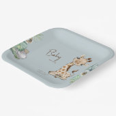 Tropical Foliage Dusty Blue Jungle Baby Dusche Pappteller (Gewinkelt)