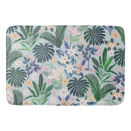 Tropical Foliage Floral Pattern Badematte (Vorderseite)