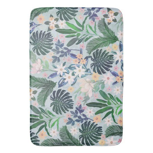 Tropical Foliage Floral Pattern Badematte (Vorderseite Vertikal)