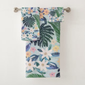 Tropical Foliage Floral Pattern Badhandtuch Set (Insitu)