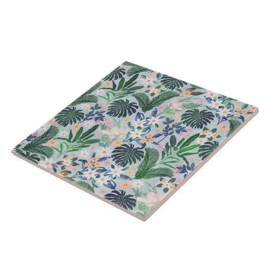 Tropical Foliage Floral Pattern Fliese (Seite)