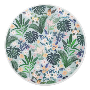 Tropical Foliage Floral Pattern Keramikknauf