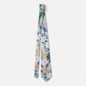 Tropical Foliage Floral Pattern Krawatte (Rückseite)