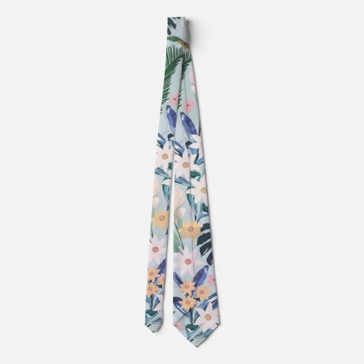 Tropical Foliage Floral Pattern Krawatte (Rückseite)