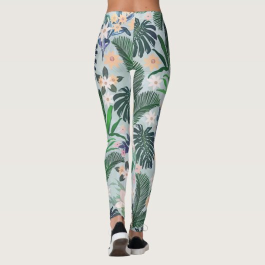 Tropical Foliage Floral Pattern Leggings (Rückseite)
