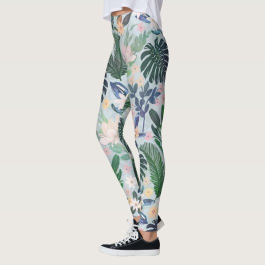 Tropical Foliage Floral Pattern Leggings (Links)
