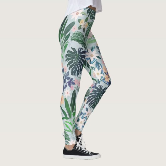 Tropical Foliage Floral Pattern Leggings (Rechts)