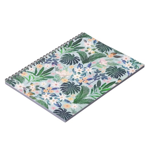 Tropical Foliage Floral Pattern Notizblock (Linke Seite)