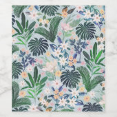 Tropical Foliage Floral Pattern Weinetikett (Einzelnes Label)