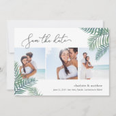 Tropical Foliage Foto Collage Save the Date Card (Vorderseite)