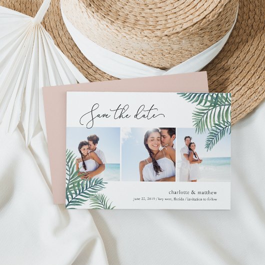 Tropical Foliage Foto Collage Save the Date Card