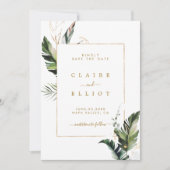 Tropical Foliage Gold Wedding Save The Date (Vorderseite)