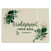 Tropical Foliage Green & Gold Bridesmaid Swag Große Geschenktüte (Vorderseite)