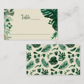 Tropical Foliage Green Modern Wedding Tischnummer Platzkarte (Vorne/Hinten)