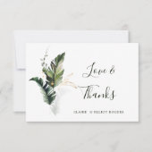 Tropical Foliage Green Wedding Dankeschön Card Dankeskarte (Vorderseite)